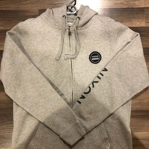 Nixon hoodie, zip-up w/ logo, grey